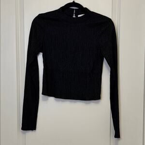 Sadie & Sage Black Shimmer Crop Top